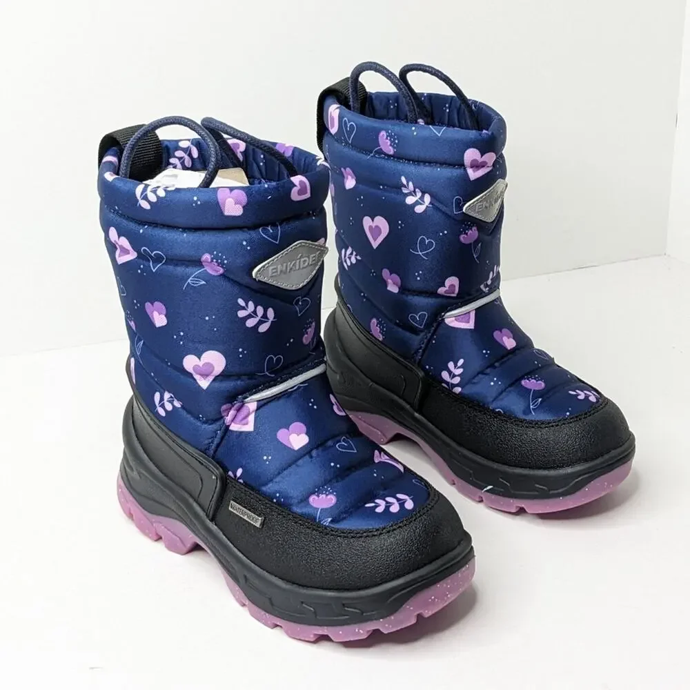 Enkidee Girls Waterproof Snow Boots, Purple/Blue, Little Kids 8